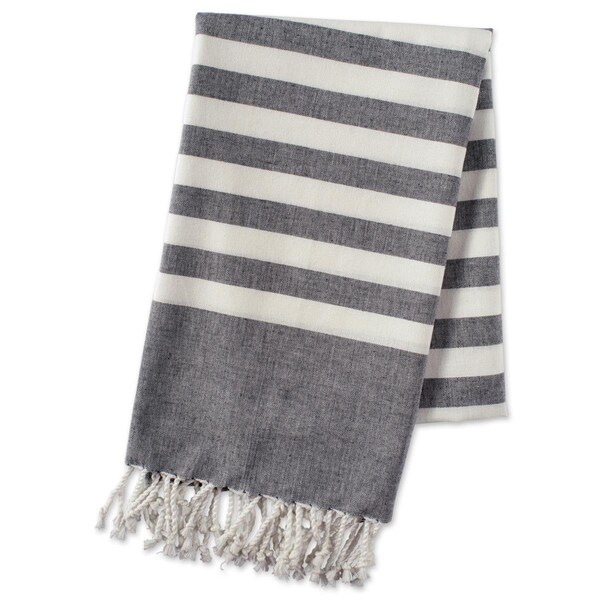 Convenience Concepts 1 in. Black Stripe Fouta Towel HI2567694 - main
